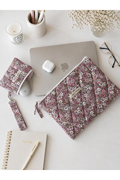 lumi Studio Pembe Tiny Flowers Macbook Laptop Tablet Kılıfı /Cüzdan / Anahtar...