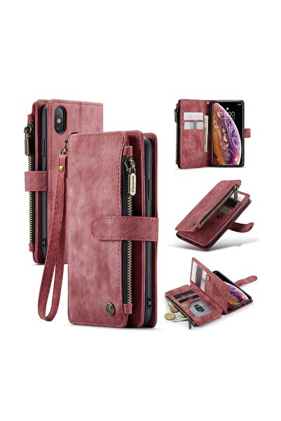 Caseme C30 Multifunctional Θήκη Πορτοφόλι Wine Red (Apple iPhone X/Xs)