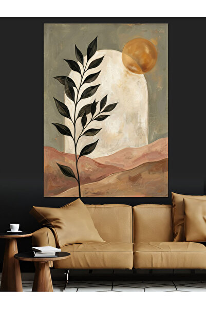 Artmeg Pânză decorativă modernă cu formă abstractă de plantă și lună - Tablou...