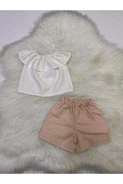 Moda Lina Baby Girl's 2-Piece Set: Madonna Collar White Blouse & Solid Color ...