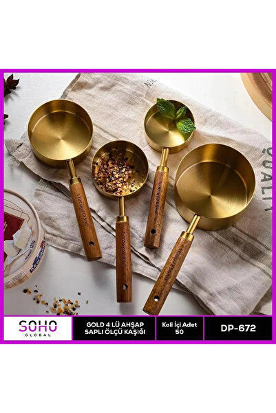 Epilons Gold 4-piece teak handle measuring spoon
