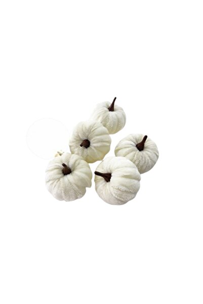 mutlu adım 5 Adet 5x3cm Mini Kabak Biblo Balkabağı Kadife Kaplı