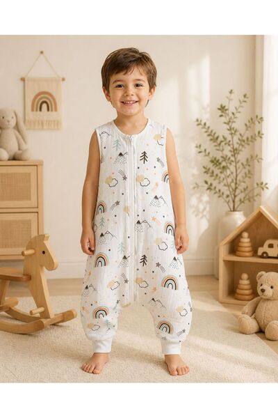 JUNİPERUS Yazlık Müslin Bebek Uyku Tulumu 0.5 TOG %100 Pamuk Kolsuz Tek Kat U...