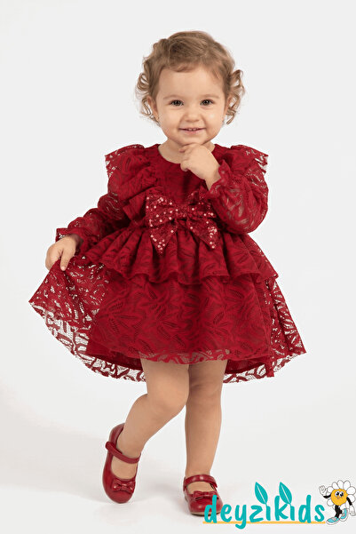 Deyzikids Dantel Fiyonklu Lola BABY Dress Elbise 6-9/9-12/12-18/18-24 Aylık 91