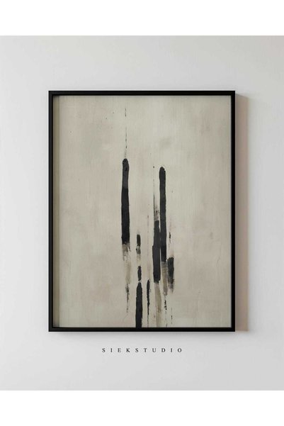 NinaStore Soyut Fırça Darbesi Resim - Minimalist Bej Duvar Sanatı (baskı) 243