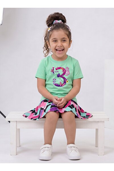 Funkaar Birthday Girl, 3rd Year Butterfly Birthday Graphic Print T-Shirt