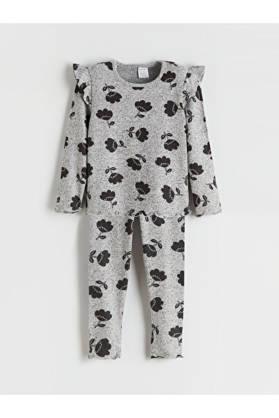 LC Waikiki Set 2 piese: Tricou cu guler rotund și imprimeu floral și colanți ...
