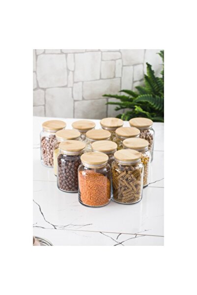 OSKA GLOBAL Set of 12 Glass Jars with Bamboo Lids & Food Storage Containers 8...