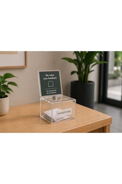 PLEXIROM Urne transparentă, L 15 x L 10.5 x Î 9.5 cm, cu încuietoare cu cheie...