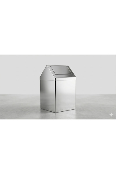 INTERSTEEL 6 Litre Paslanmaz Çelik Üçgen Çatı Kapaklı Çöp Kovası – 304 Kalite...