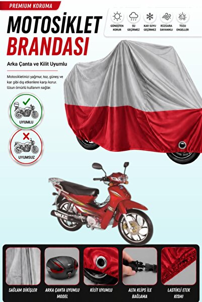 Cemku Double غطاء دراجة نارية من ماركة Bisan Roadstar Cub باللون الرمادي من ا...