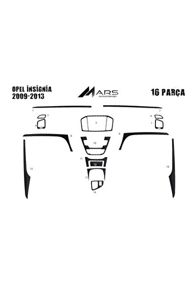 Marscockpitdesign Opel Insignia Dashboard Trim 2009-2013 16 Pieces