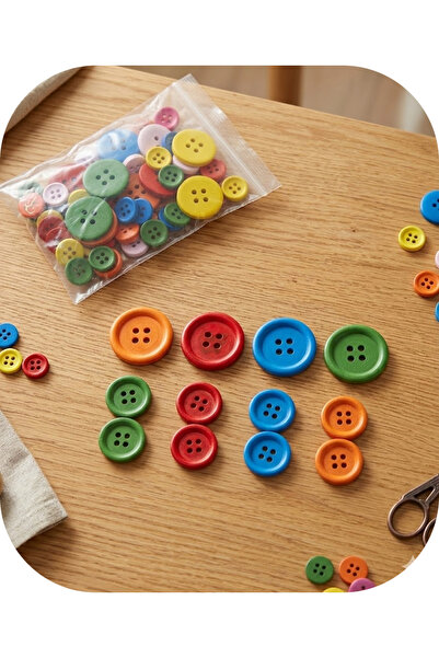 Bluoksweet 60 Pieces of Mixed Wood Color Buttons