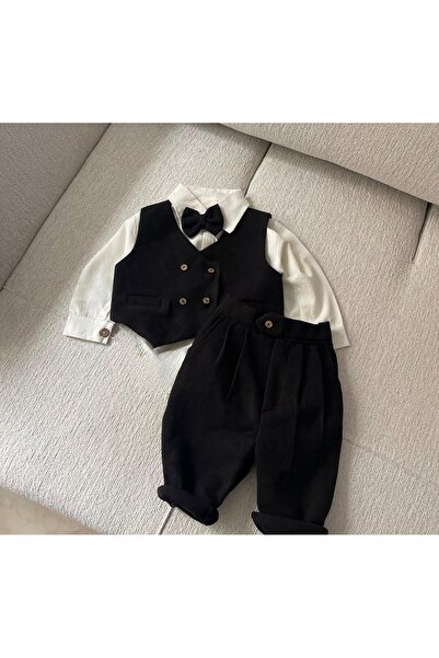 bohemiankids baby wear Erkek Çocuk Siyah Yelekli Takım