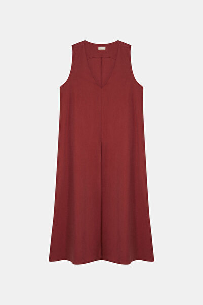 W Collection BORDO DÜZ MAXİ ELBİSE