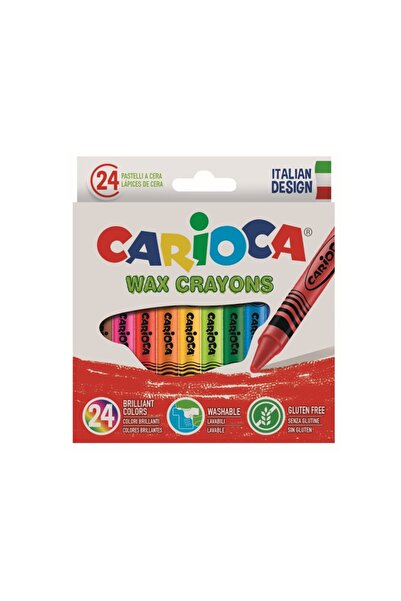 carioca Creioane cerate, rotunde, lavabile, D- 8mm, 24 culori/cutie, Wax Crayons