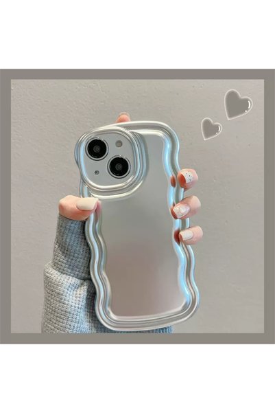 EDELFU متوافق مع iPhone 13 / 14 - حافظة هاتف من السيليكون اللامع باللون الفضي...