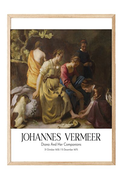 Postifull Johannes Vermeer - Dijana i njene pratiteljice, slika u drvenom okv...