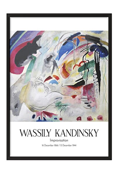 Postifull Vasilij Kandinski - Improvizacija, crna uokvirena slika, serija ume...