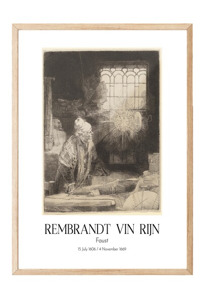 Postifull Rembrandt Vin Rajna - Faust, slika u drvenom okviru, serija umetnič...