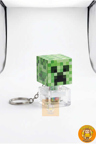 Babun Oyuncak Minecraft Creeper Temalı RGB Işıklı Mekanik Klavye Tuşu Stres O...