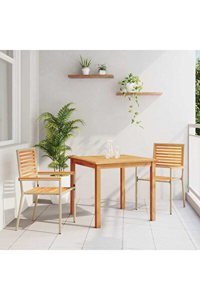 vidaxl Set de masa pentru gradina 3 pcs Bej Lemn Solid de Acacia