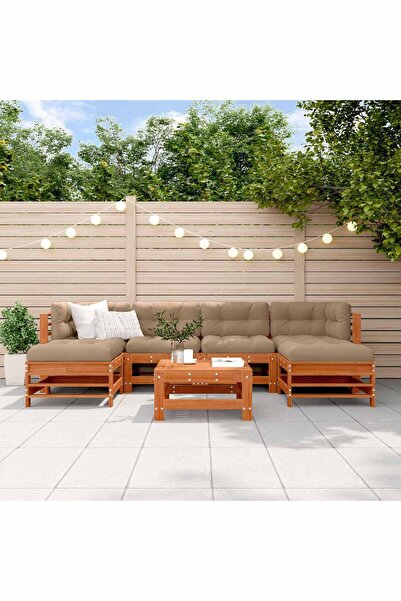 vidaxl Set de lounge pentru gradina 7 pcs Maro ceruit