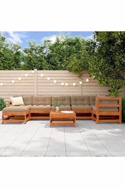 vidaxl Set de lounge pentru gradina 8 pcs Lemn de pin vopsit maro