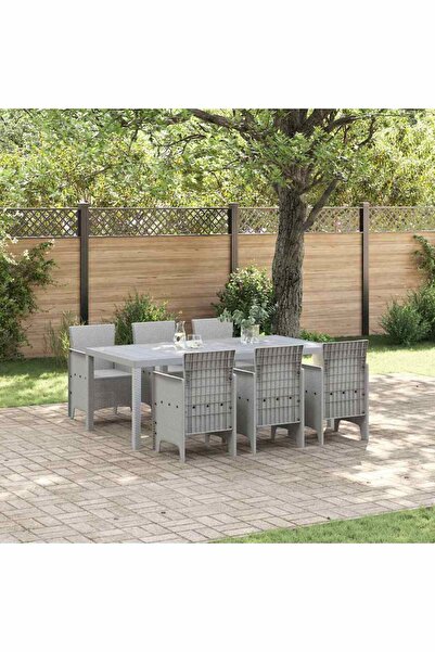 vidaxl Set de masa pentru gradina 7 pcs Gri deschis Polipropilena