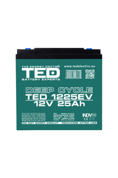 TED Electric Acumulator bicicletă electrică / scuter electric 12V 25Ah, echivalent 6-DZF-20 / 6-DZM-20