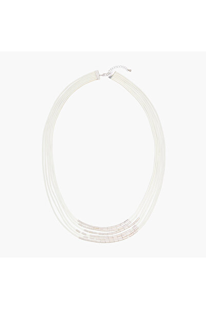 Lifestyle Silver Tone Beaded Layered Necklace