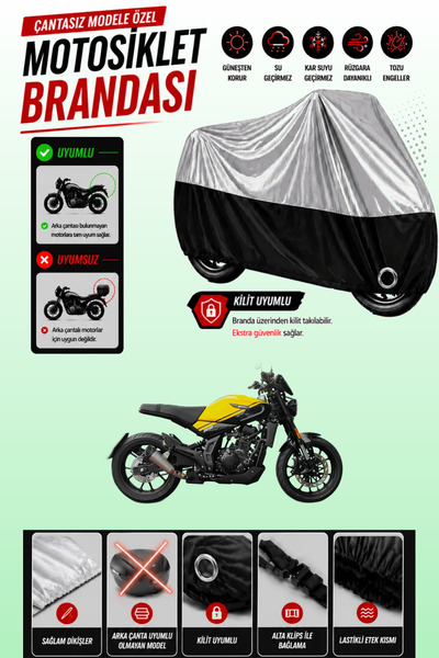 Cemku Twin غطاء محرك متوافق مع Yuki C5 ZR250 باللون الرمادي من الأعلى والأسود...