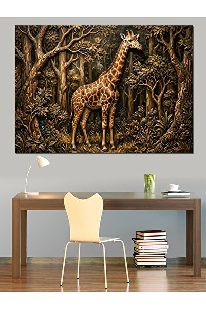 Artmeg O girafă elegantă în adâncurile junglei - Tablou decorativ din lemn MDF