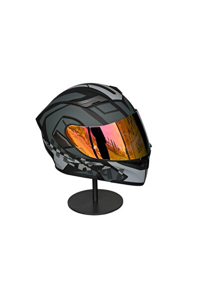half 902 Güneş Vizörlü Çene Açılır Kask H1 GREY (RosePink Vizörlü)