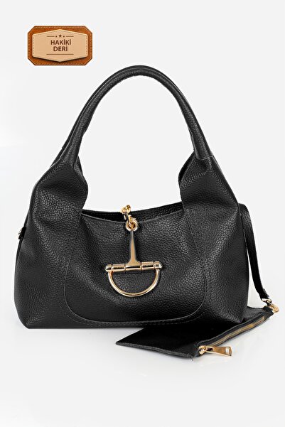 Alessia Bag حقيبة كتف نورا من الجلد السويدي الأصلي مع مشبك معدني