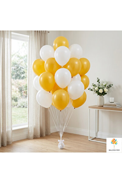 baloss fer Yellow and White Balloon Set 20 Pieces Birthday Party Decoration S...