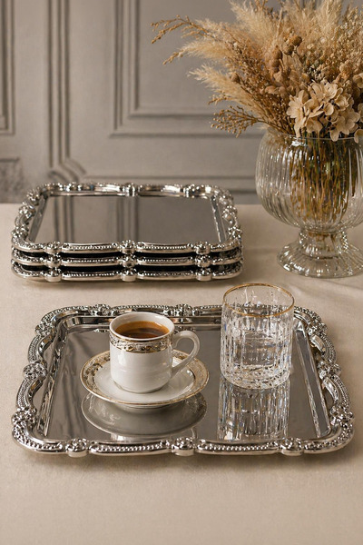Kitchen Life 4-Piece Stainless Steel Square Silver Motif Patterned Coffee Pre...