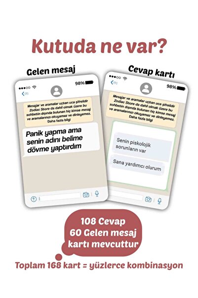 Zodiac Store Yazıyor… (+18) – 108 Cevap & 60 Mesaj Kartı – Yetişkin Parti Oyunu