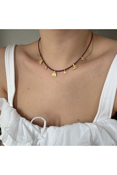 Alice İsstanbul Brown Triangle Afghan Beaded Necklace