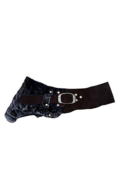 Yılday Gür Butik Beaumont Handmade Design Leather Nubuck Belt with Fur Detail