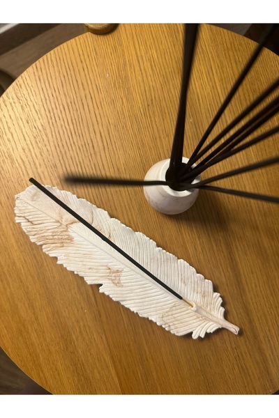 KUMSÉ ATELIER KUMSE ATELİER Dekoratif Bej Mermer Desenli Tüy Tütsülük&Vazo set
