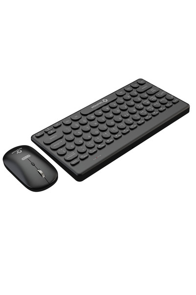 Gravion KM-BT37 Kablosuz Klavye Mouse Set Siyah – Bluetooth + 2.4GHz Wireless, İnce Slim Tasarım, Türkçe Q, Tablet Telefon Laptop Uyumlu