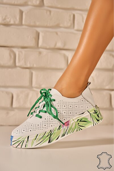 Joana Shary Green Adidași din piele naturală 39