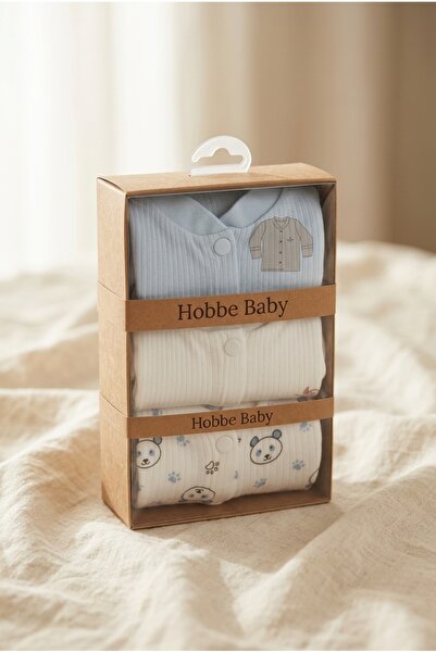 hobbe baby Bebek Çocuk Atlet/Body 3'lü Set %100 Pamuk 0-3 Ay