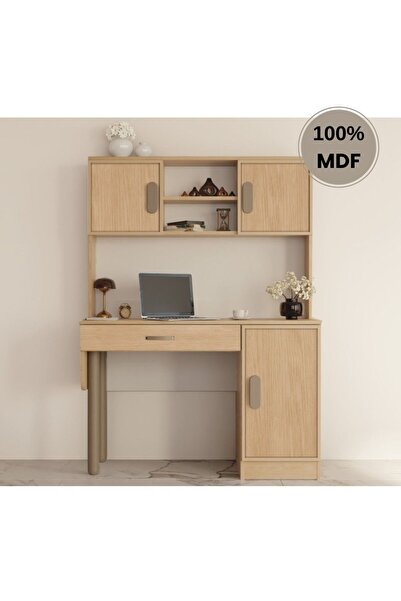 comiet Karanfil Mdf Kitaplıklı Dolaplı Çalışma Masası