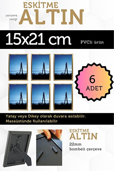 Atlas Sanat Galerisi 6 Pieces of Pvc 15X21 cm 22mm Curved Frame Photo Picture...