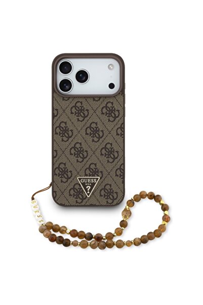 Guess 4G Strap Classic Logo TPU Case for iPhone 17 Pro Max Brown