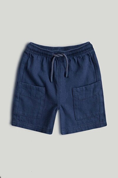 MOTHERCARE Blue Linen-Blend Cargo Shorts