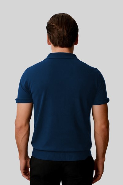 İgs Tricou tricotat pentru bărbați Saks Slim Fit, cu guler polo, uni, cu mânecă scurtă