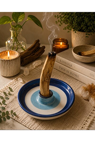 WoodBay Seramik Palo Santo Ağaç Tütsülük / 2 Adet Ort.20 Gr.Palo Santo Tütsü